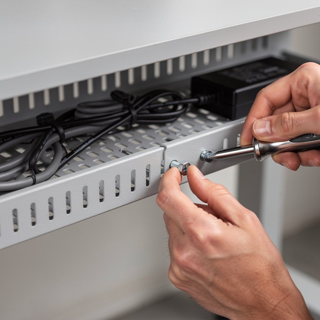 under desk cable management tray dimensions