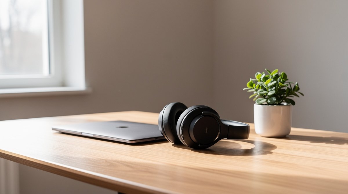 noise cancelling headphones desk